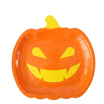 Halloween Disposable  Paper Pumpkin Plates, 7 Inches-10 PCS